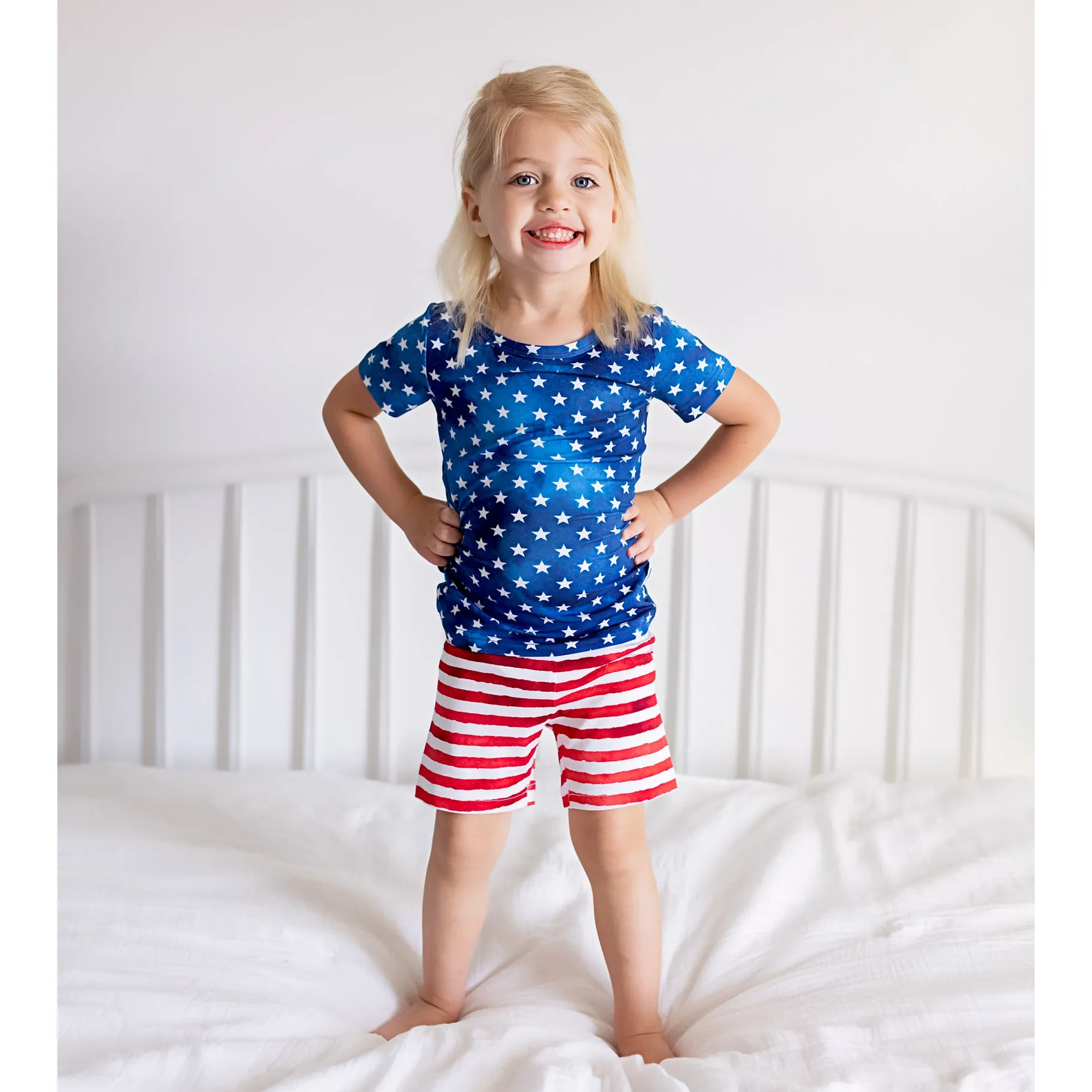Gigi and Max Tie Dye Stars & Stripes S/S Pajama Set with Shorts