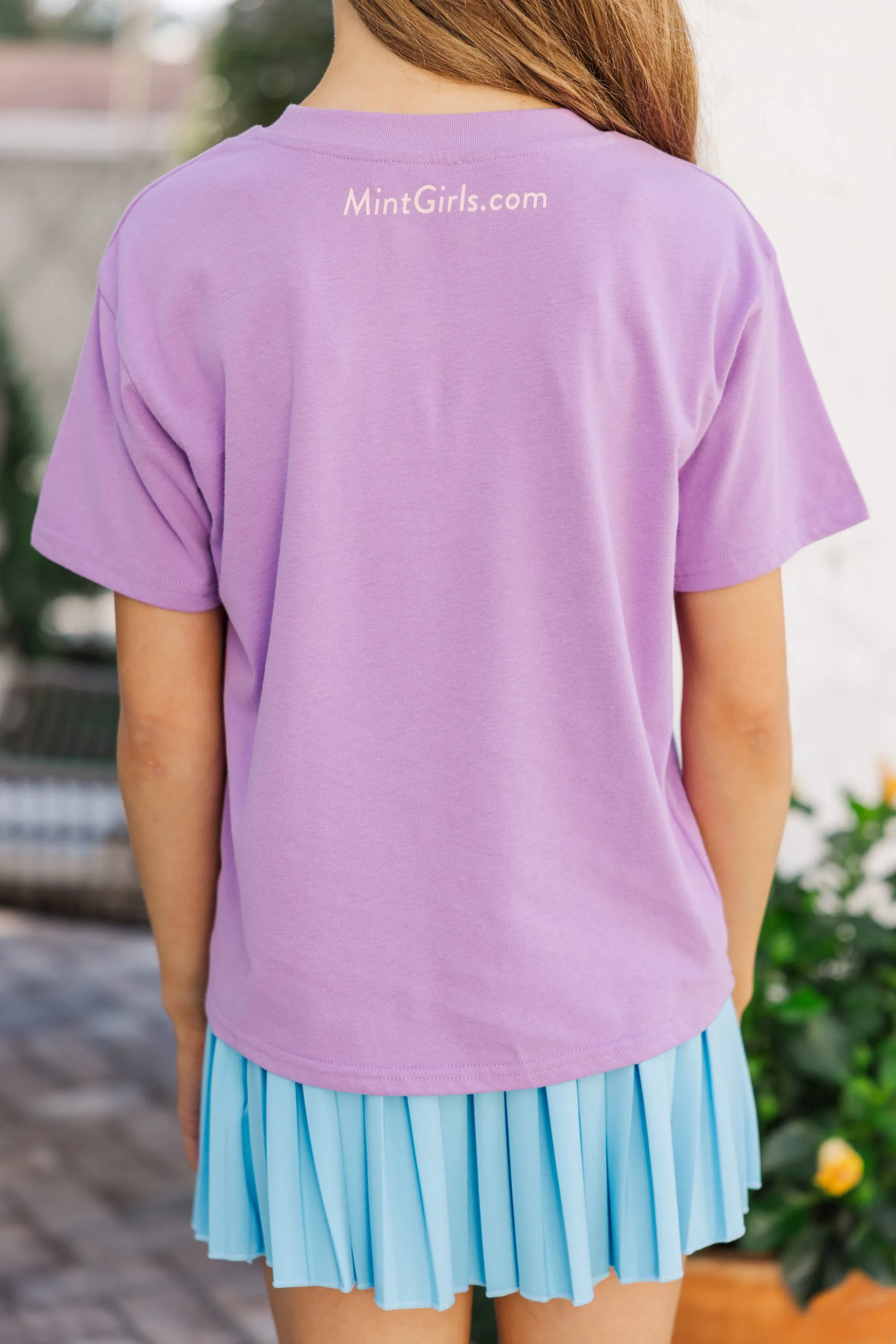 Girls: Always Smile Lavender Purple Graphic Tee