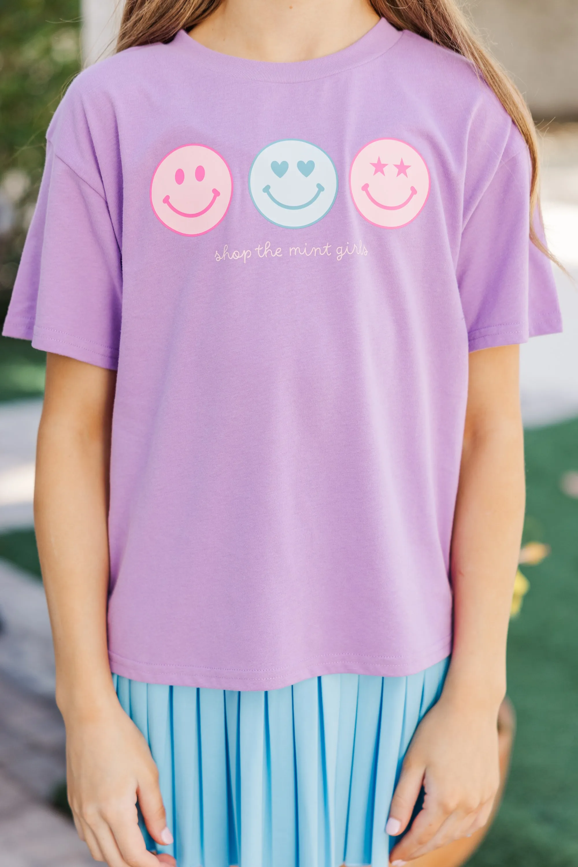 Girls: Always Smile Lavender Purple Graphic Tee