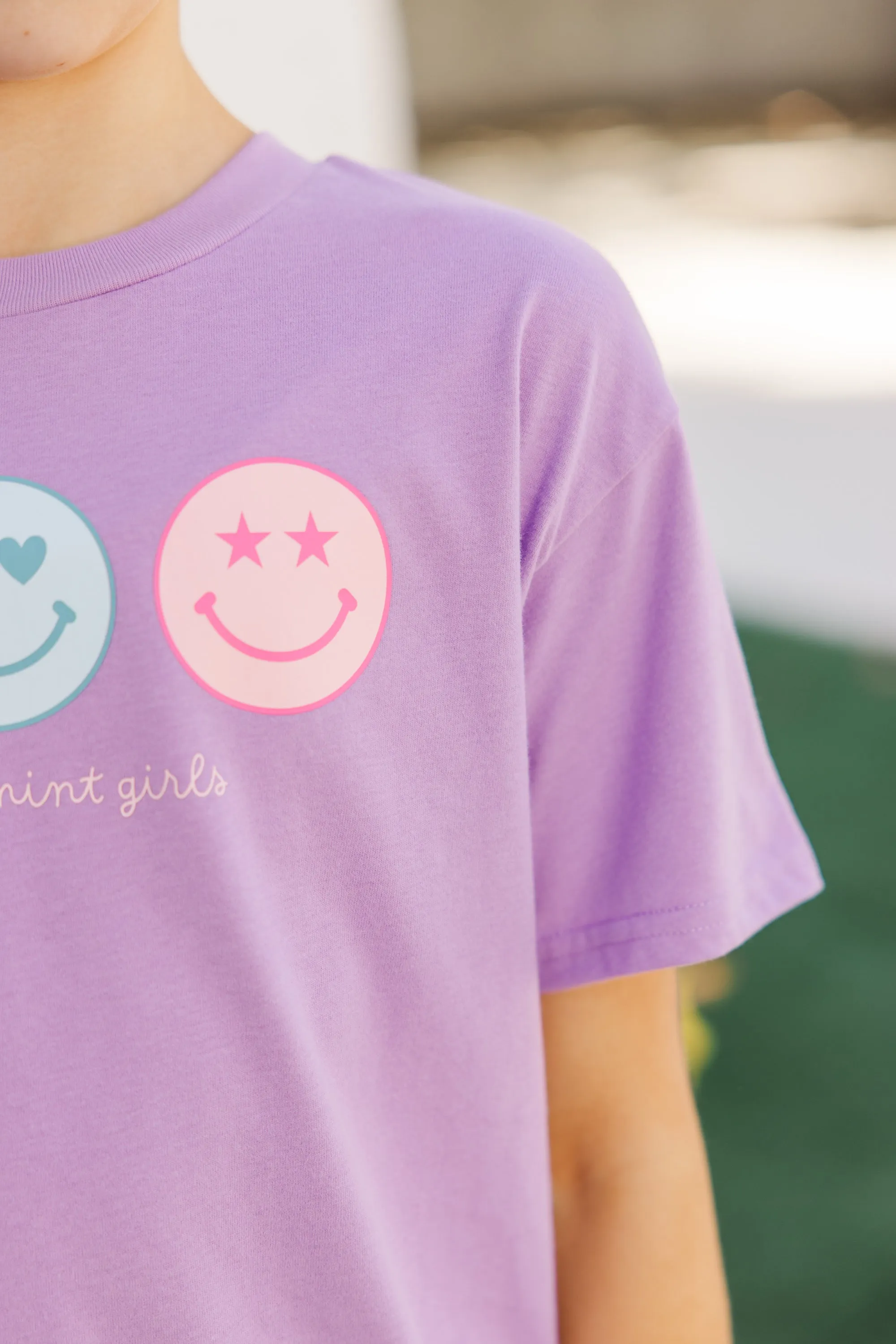 Girls: Always Smile Lavender Purple Graphic Tee