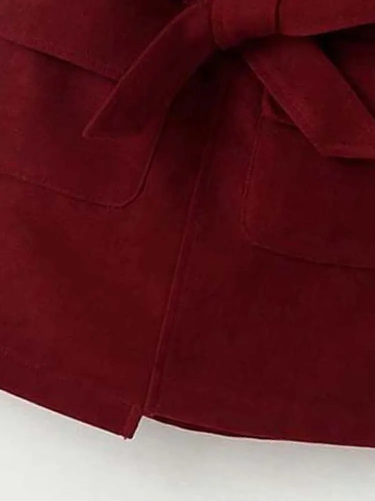 Girls Burgundy Bow Pocket Skirt - 2-6 Years