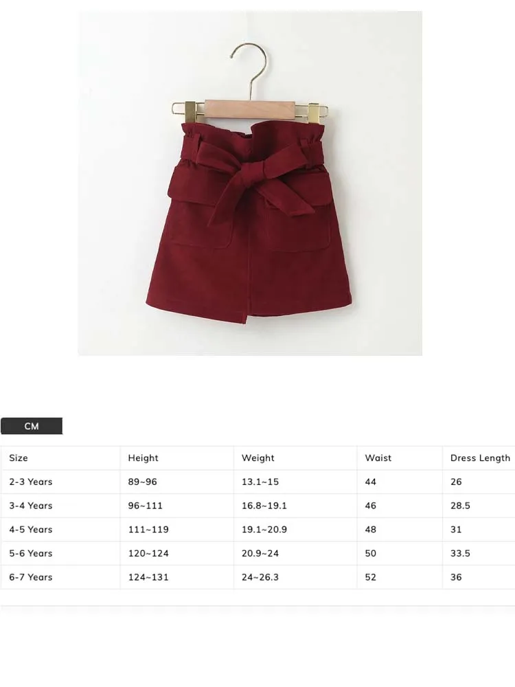 Girls Burgundy Bow Pocket Skirt - 2-6 Years