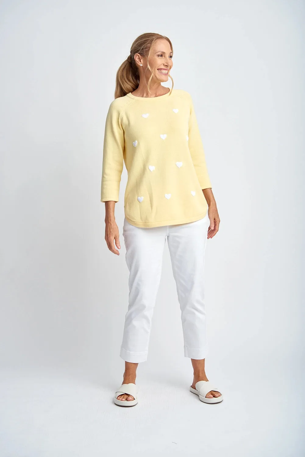 Goondiwindi Cotton Hearts Jumper in Lemon/White 8217