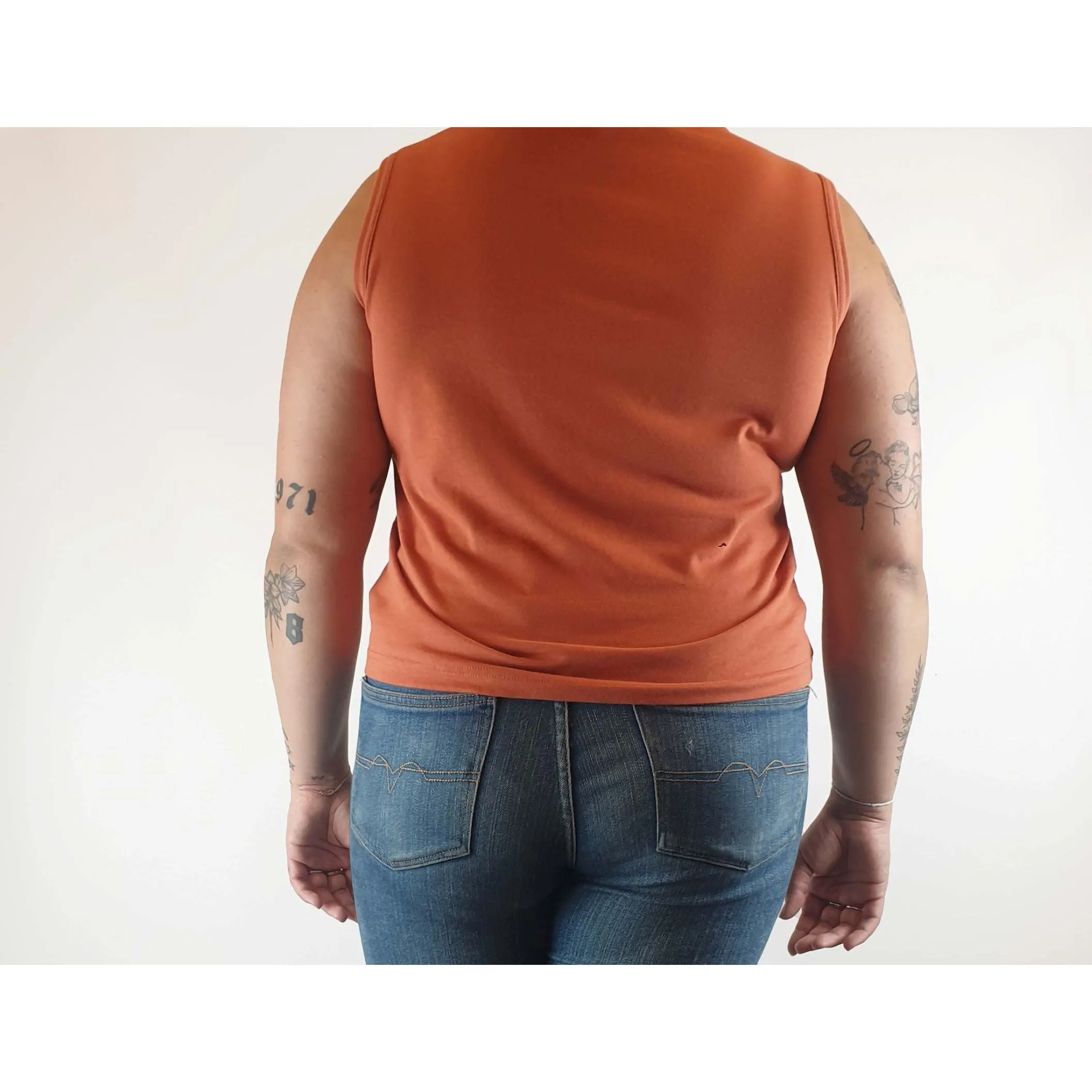 Gorman cropped sleeveless orange top size 16