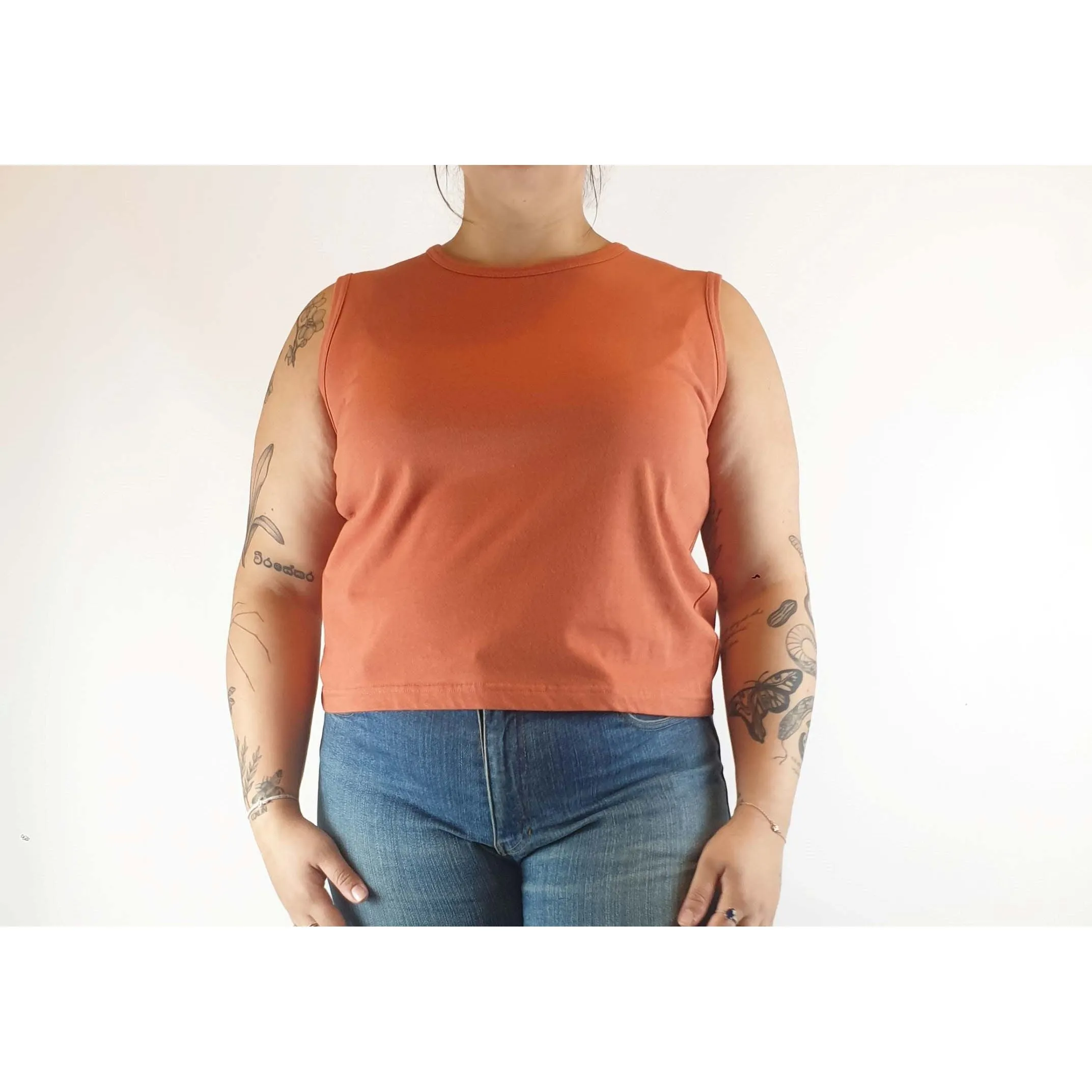 Gorman cropped sleeveless orange top size 16