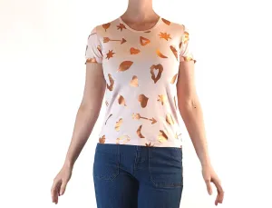 Gorman preloved pink tee shirt with gold symbol print size 6
