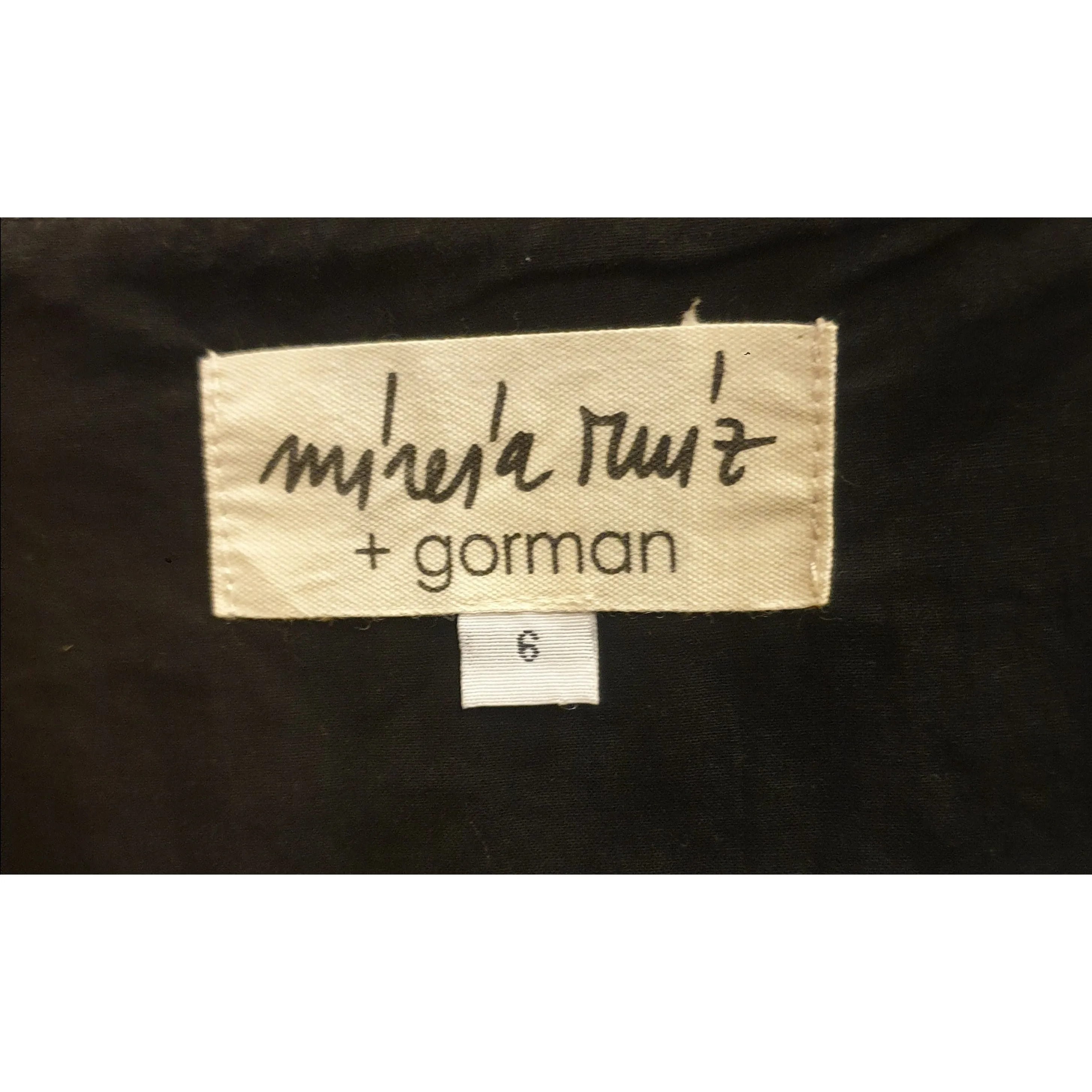 Gorman x Muirela Ruiz cropped black sleeveless top with fern print size 6