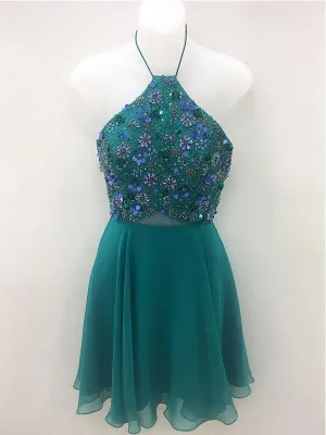 Green Chiffon Beaded Cheap Short Homecoming Dresses Online, CM599