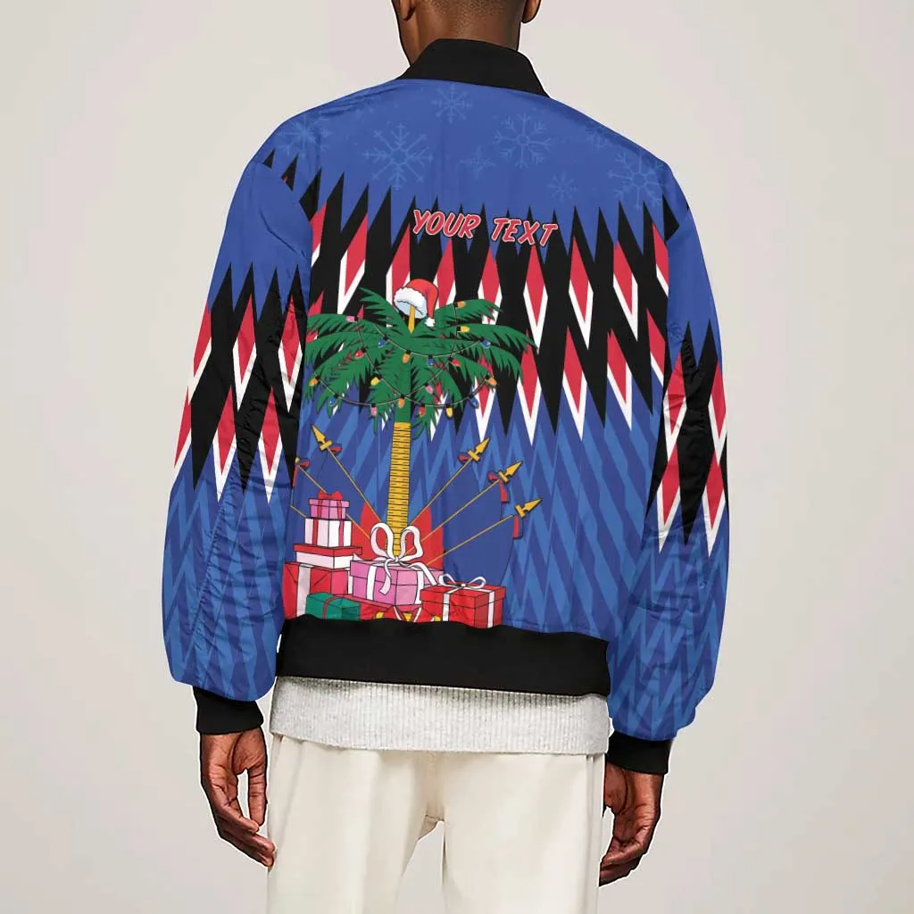 Haiti Afro Christmas Personalized Sleeve Zip Bomber Jacket Festive Vibes LT7