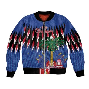 Haiti Afro Christmas Personalized Sleeve Zip Bomber Jacket Festive Vibes LT7