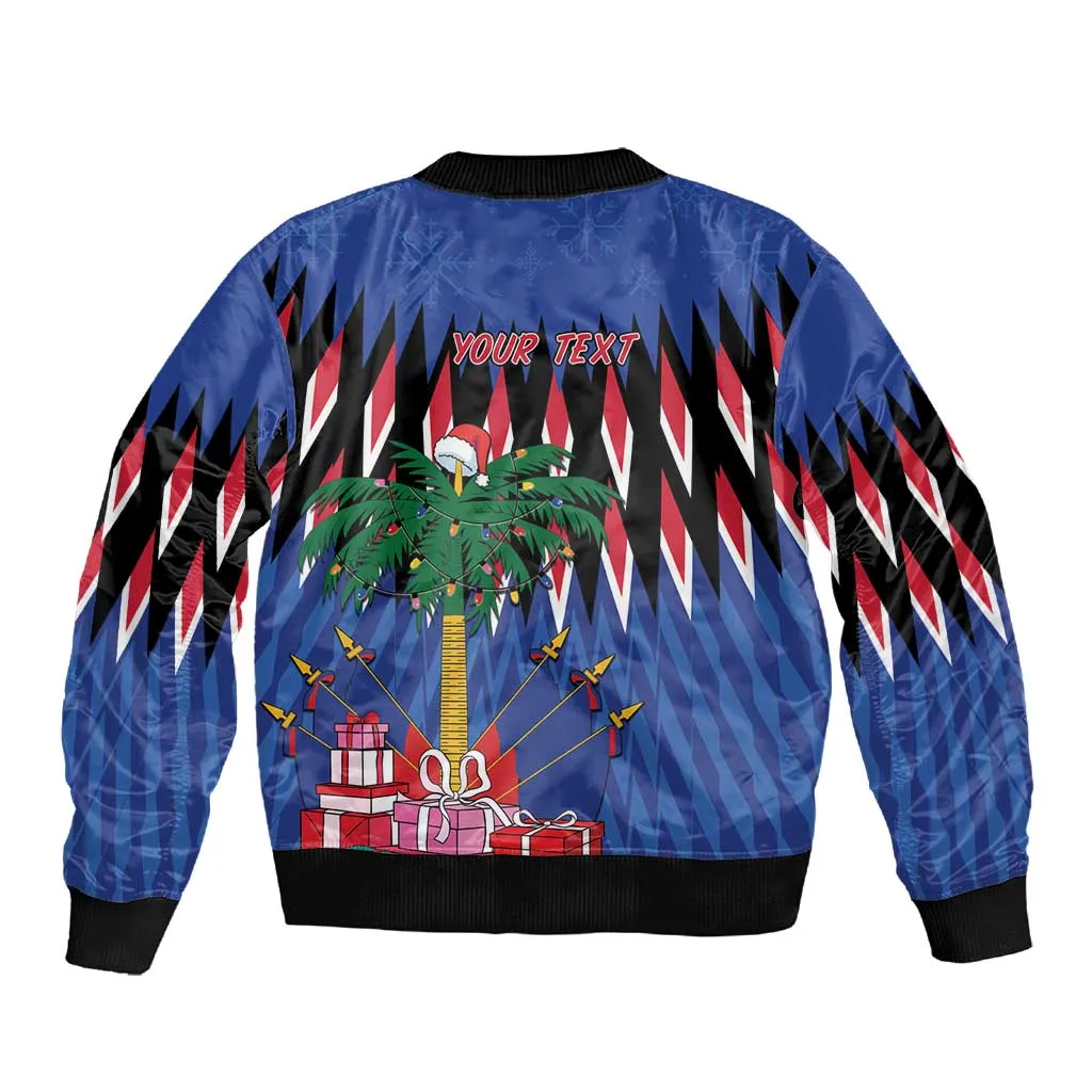 Haiti Afro Christmas Personalized Sleeve Zip Bomber Jacket Festive Vibes LT7