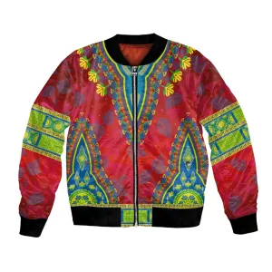 Haiti Bomber Jacket Choeblack Dashiki Style Red Color LT03
