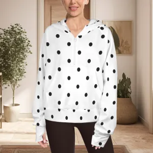 Half Zip Cropped Pocket Fleece Hoodies