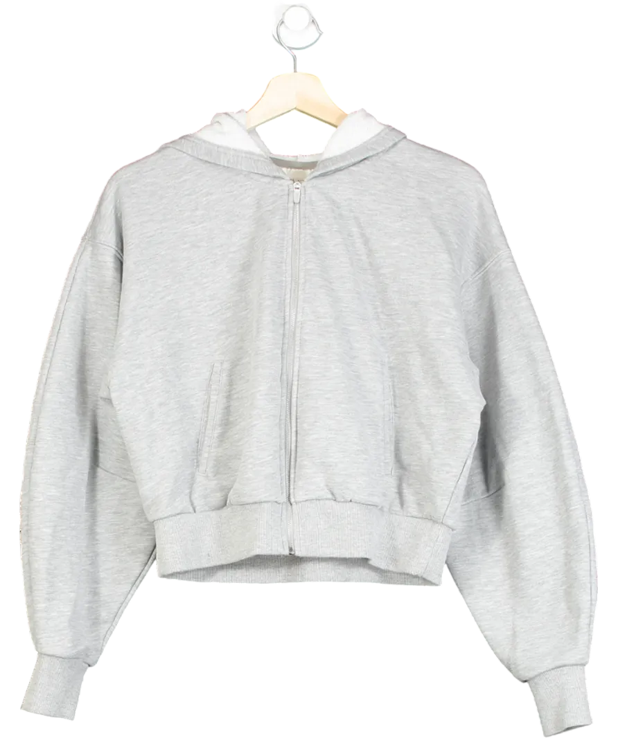 H&M Grey Cropped Zip Through Hoodie UK S