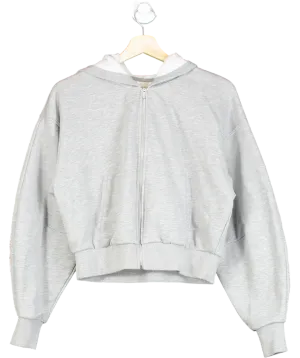 H&M Grey Cropped Zip Through Hoodie UK S