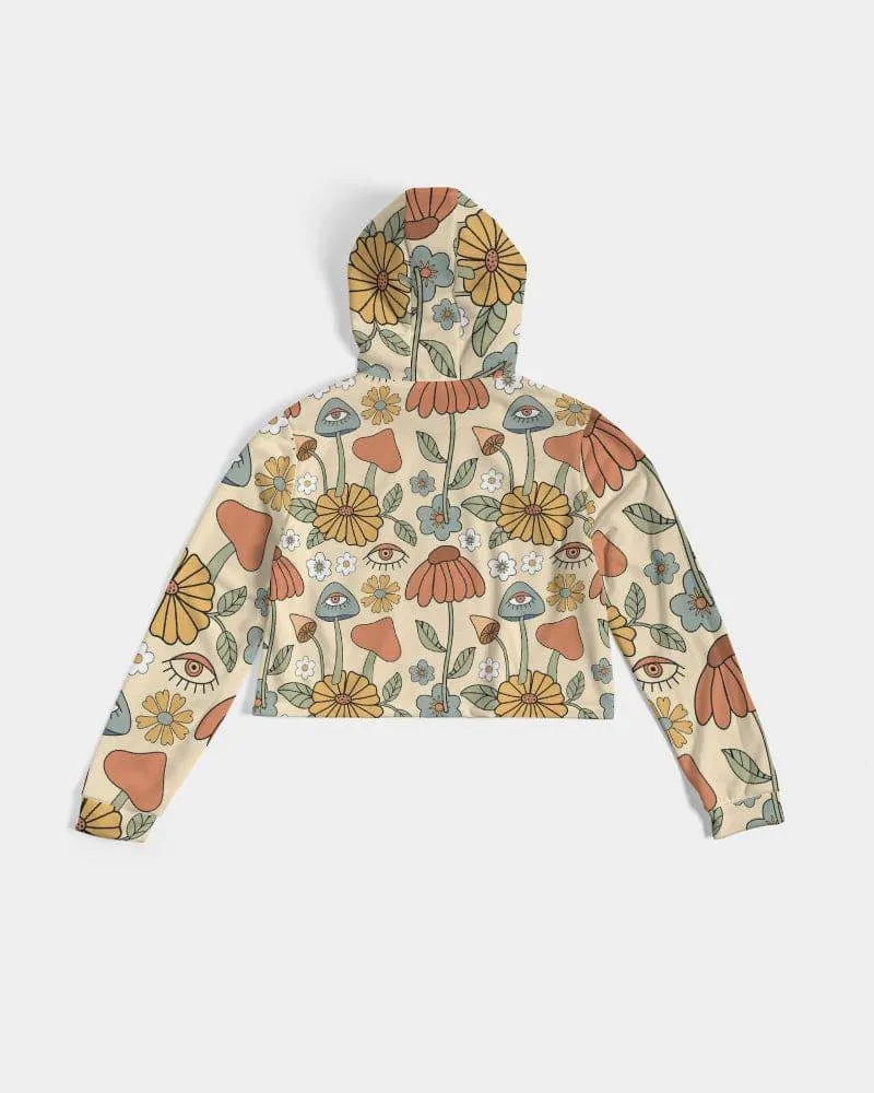 Hippie Mushroom Love Women's Cropped Hoodie