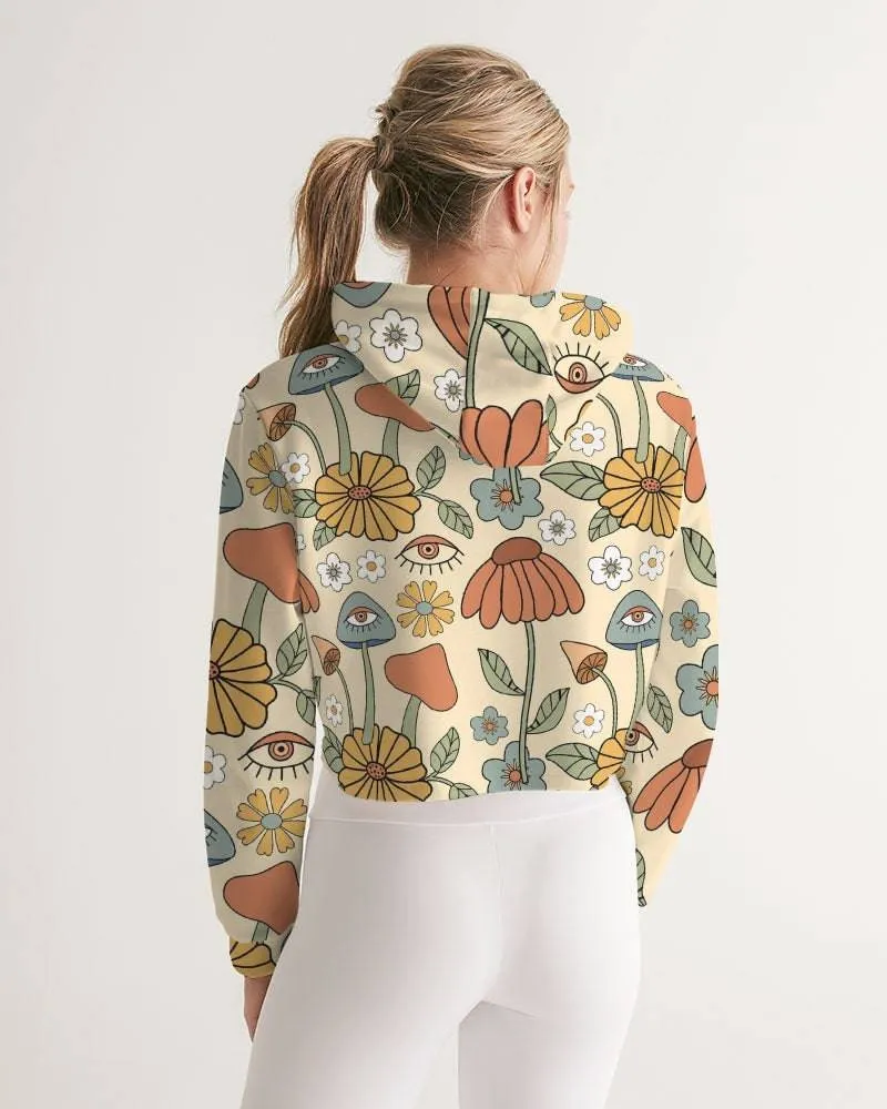 Hippie Mushroom Love Women's Cropped Hoodie