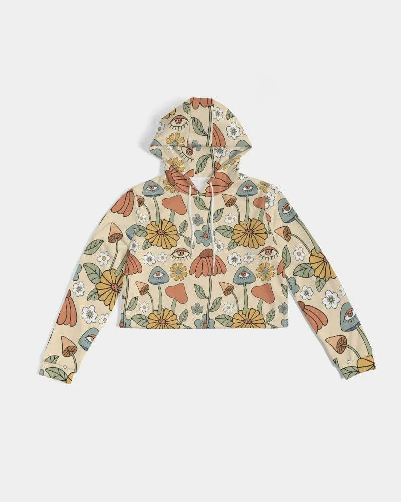Hippie Mushroom Love Women's Cropped Hoodie