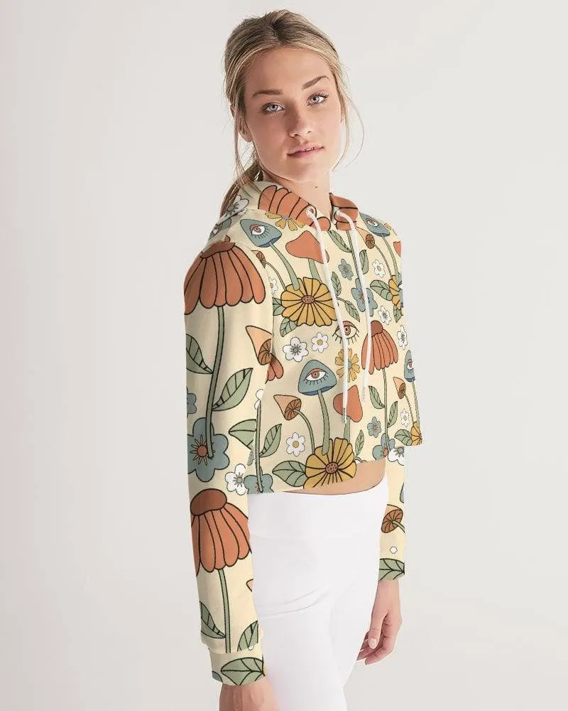Hippie Mushroom Love Women's Cropped Hoodie