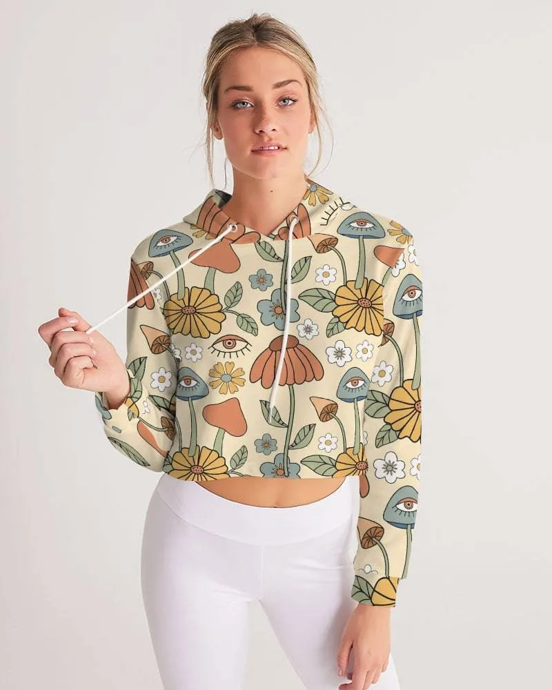 Hippie Mushroom Love Women's Cropped Hoodie