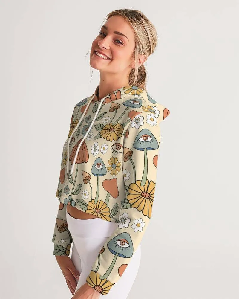 Hippie Mushroom Love Women's Cropped Hoodie