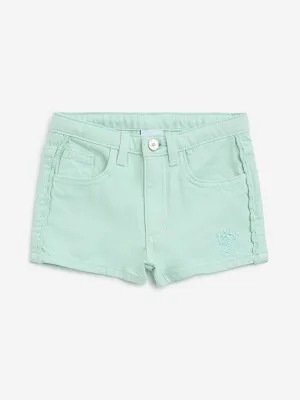 HOP Kids Mint High-Rise Denim Shorts