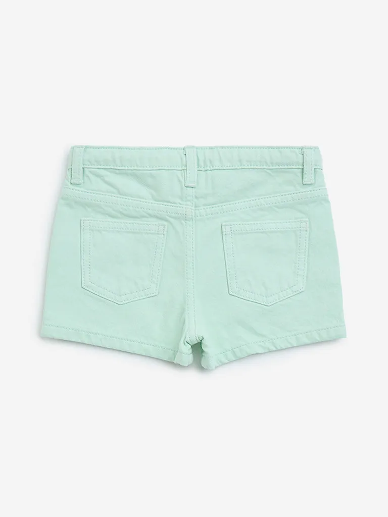HOP Kids Mint High-Rise Denim Shorts
