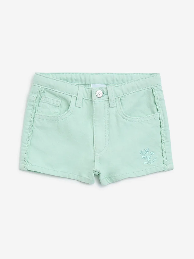 HOP Kids Mint High-Rise Denim Shorts