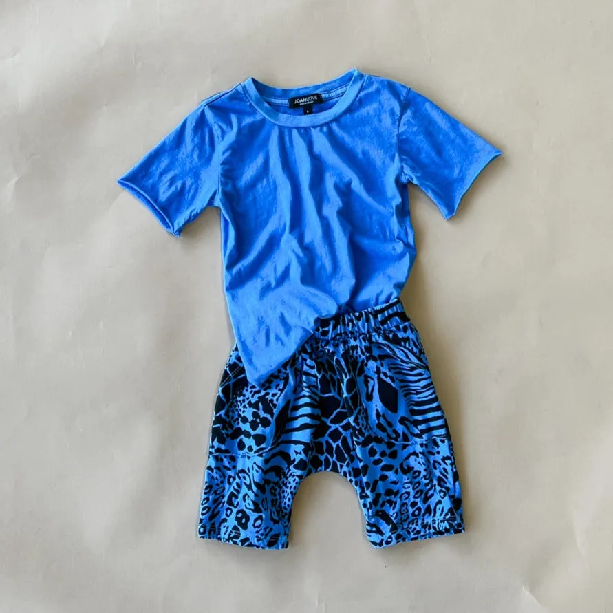 Izzy-Safari Print Shorts | Sea Blue