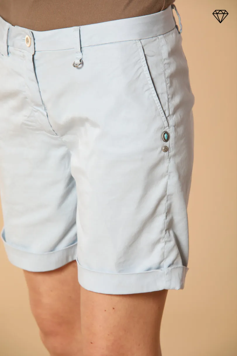 Jaqueline women's Chino Bermuda shorts in Gabardine with stud details slim Fit ①