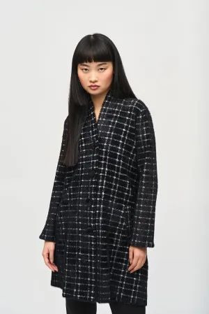 Joseph Ribkoff Plaid Feather Yarn Sweater Coat Jr243924