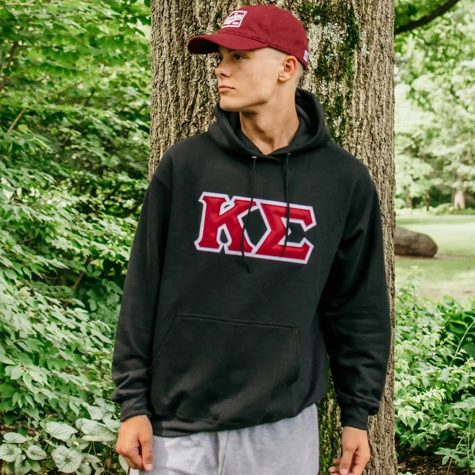 Kappa Sig Black Hoodie with Sewn On Greek Letters