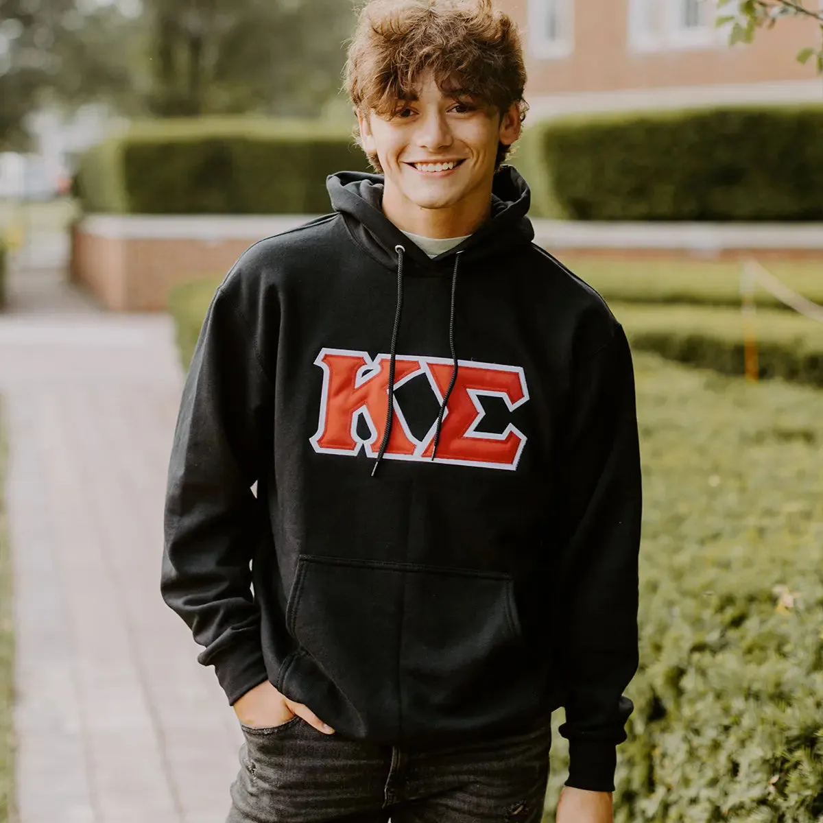 Kappa Sig Black Hoodie with Sewn On Greek Letters