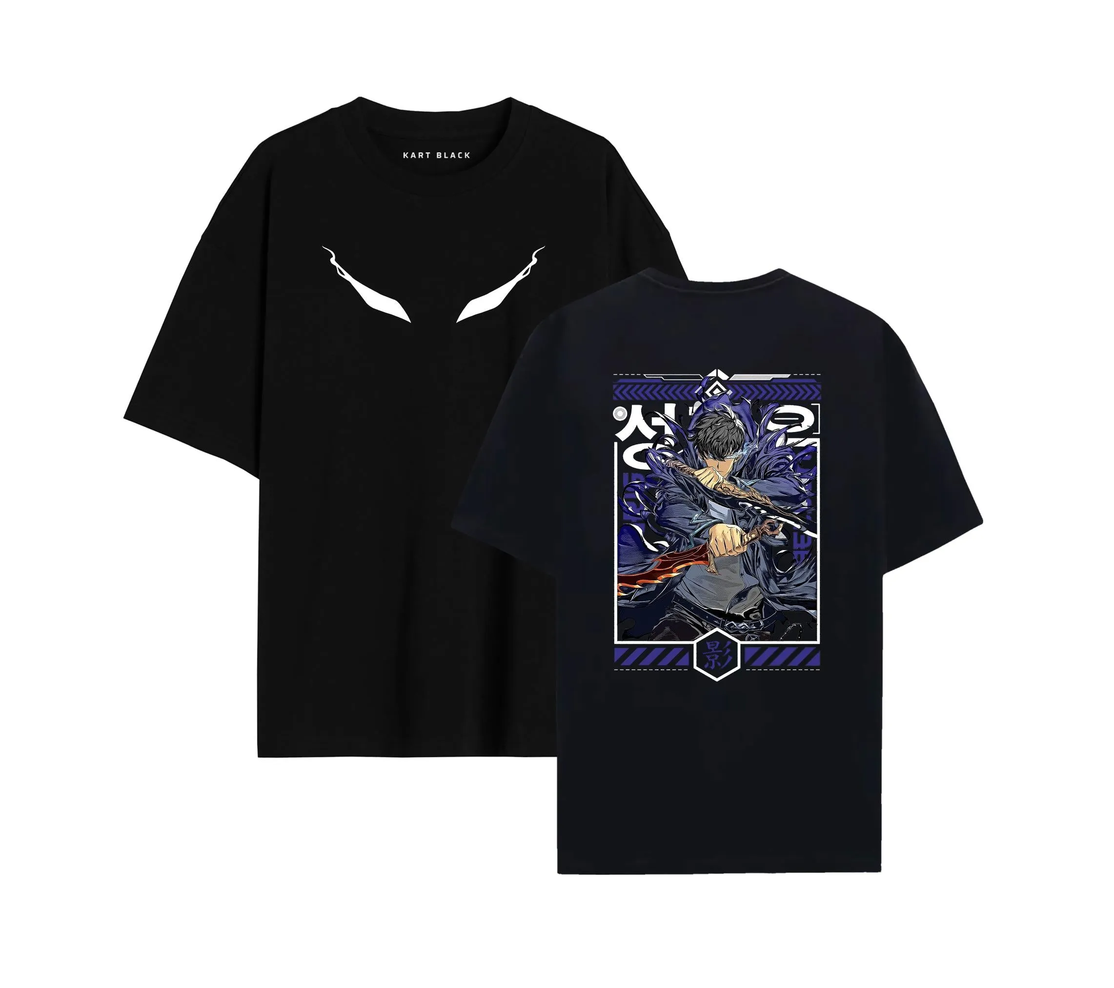 KART BLACK Men's & Women's Anime Over Sized  Printed T-Shirts T-Shirts | (MT - ANIME - SOLO LEVELING)