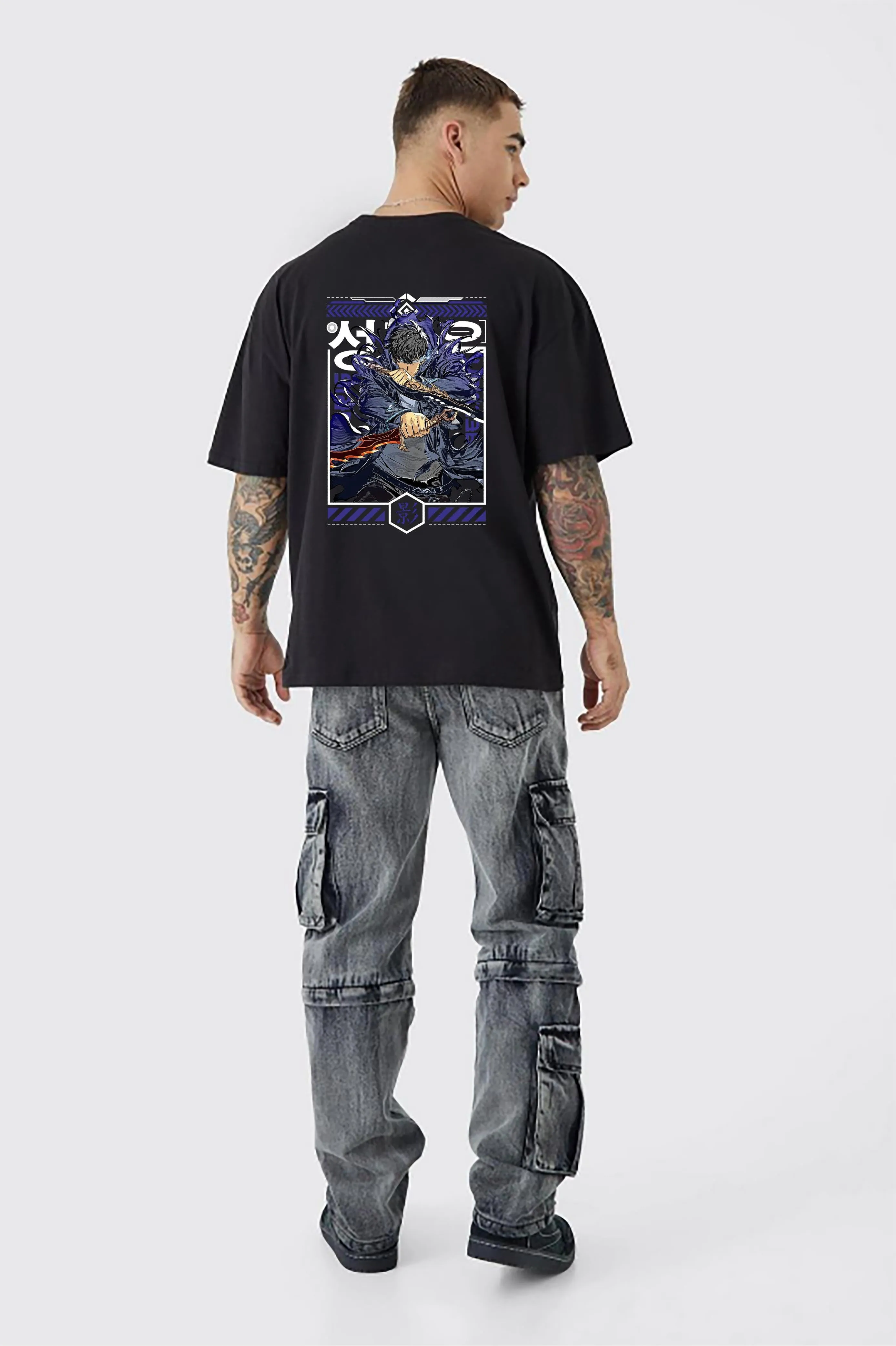KART BLACK Men's & Women's Anime Over Sized  Printed T-Shirts T-Shirts | (MT - ANIME - SOLO LEVELING)