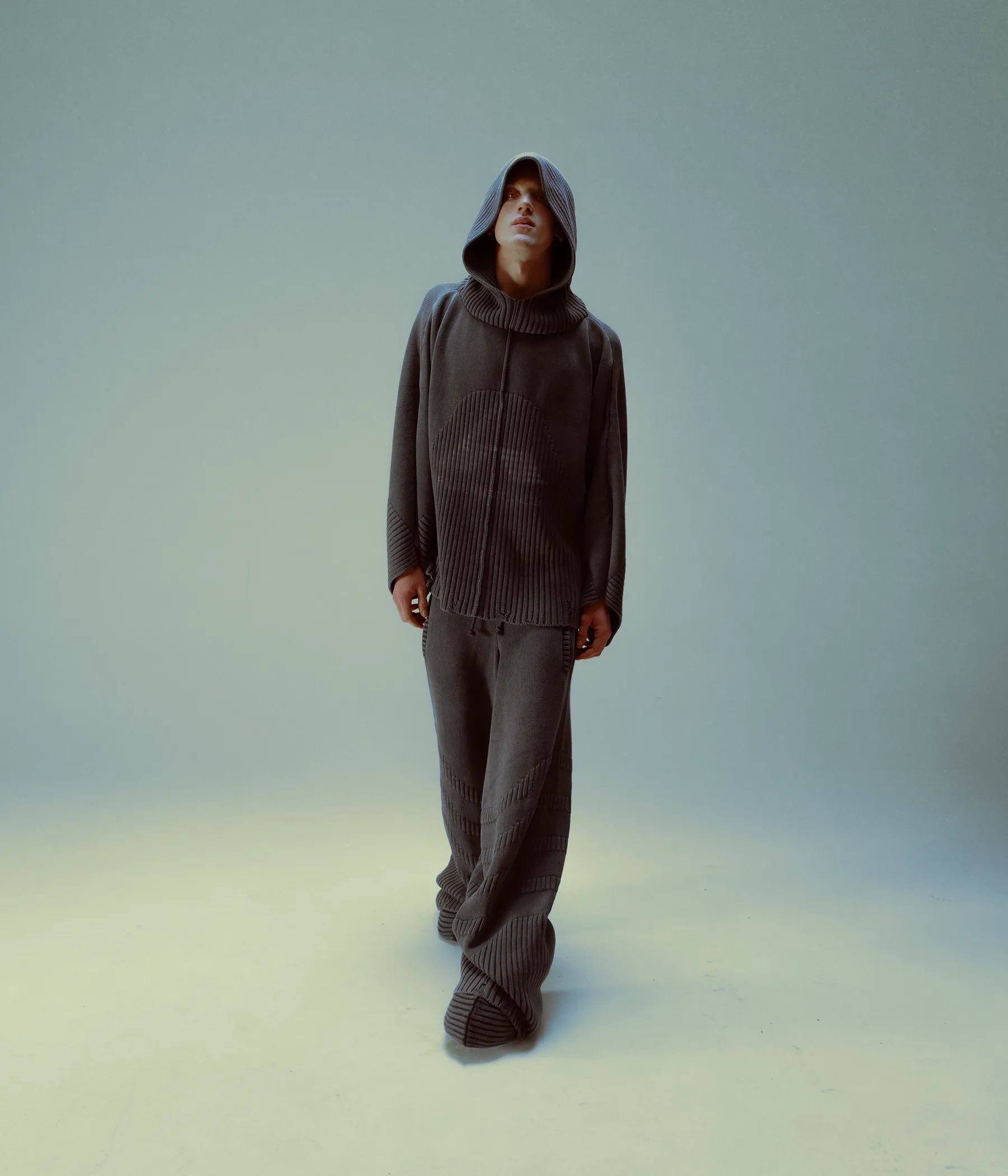 Knit Hoodie - Brown