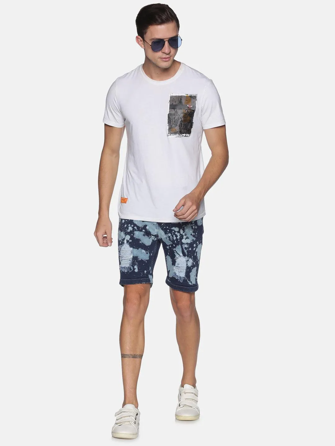 Kultprit Allover tie-dye wash Blue shorts