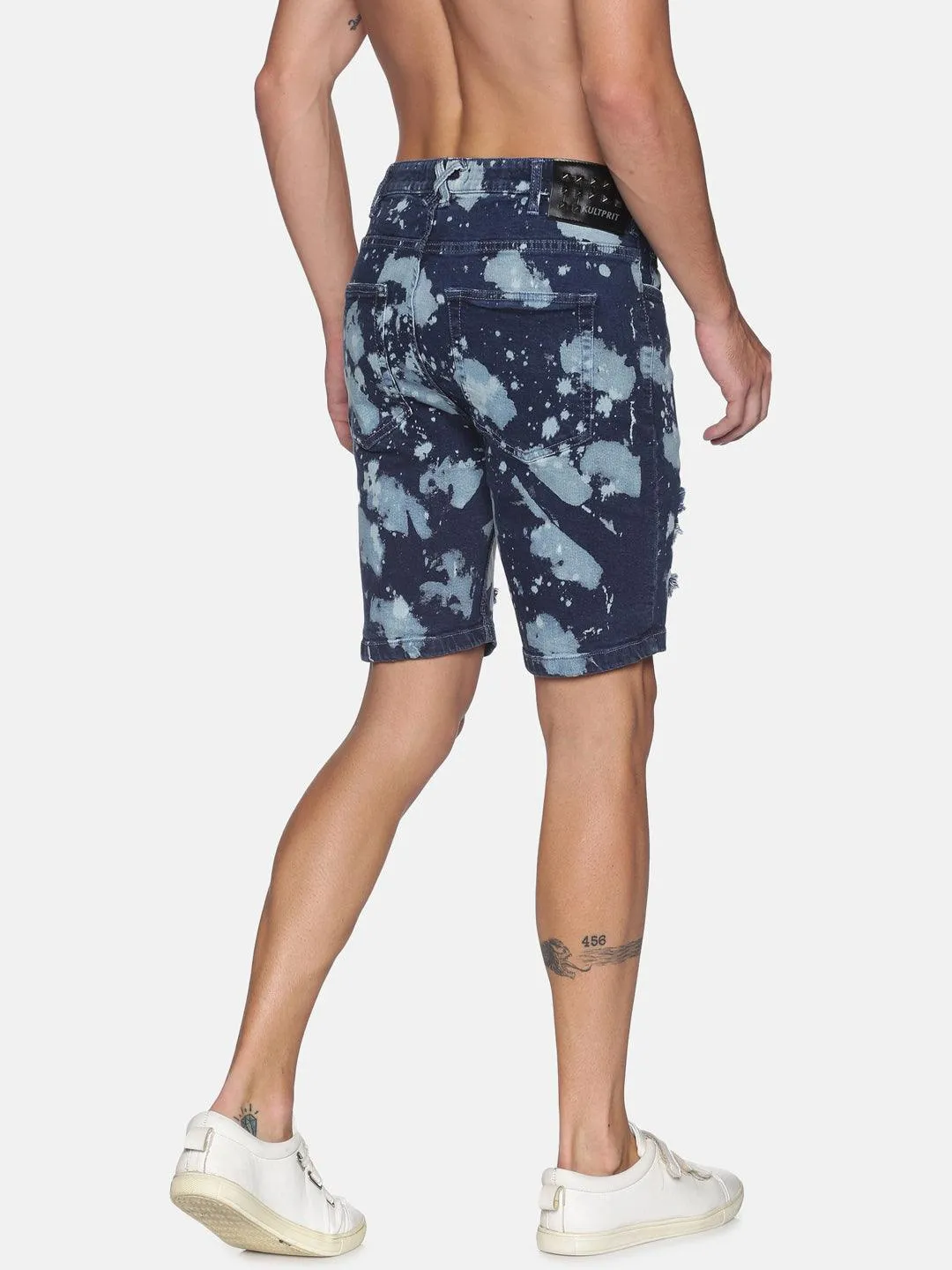Kultprit Allover tie-dye wash Blue shorts