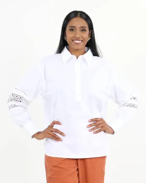 Lace Trim Long Sleeve Shirt