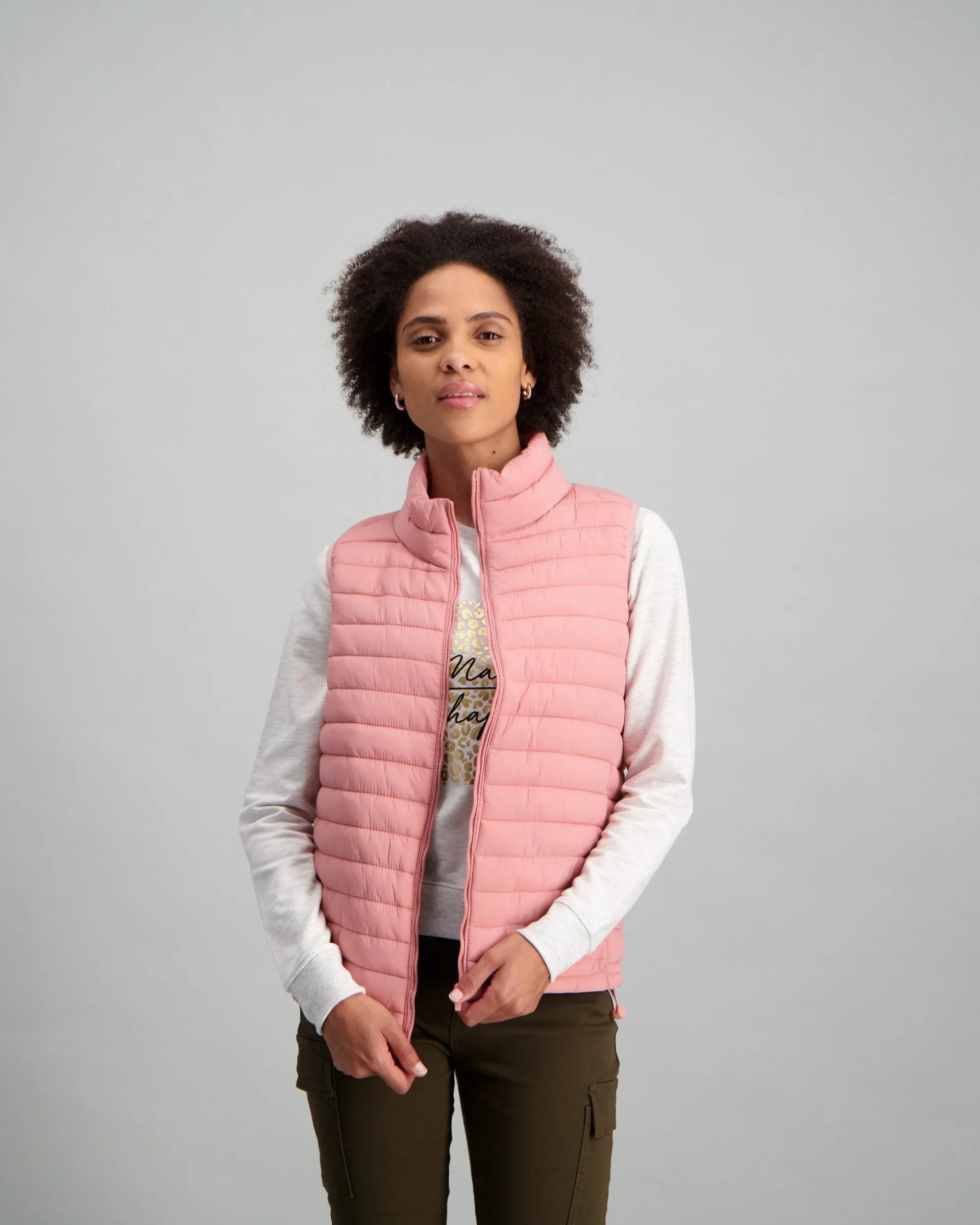 Ladies-Feather Gilet - Blush