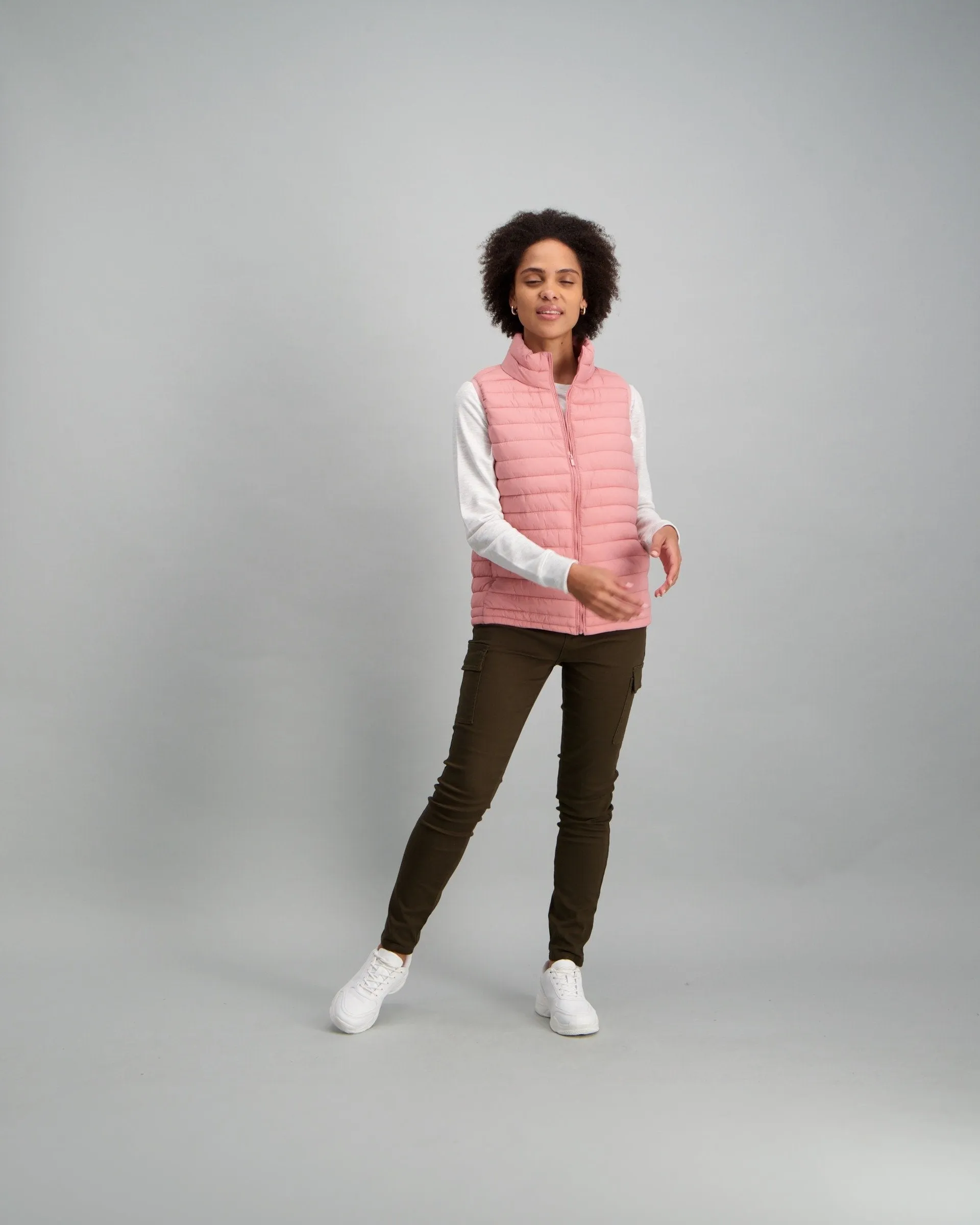 Ladies-Feather Gilet - Blush