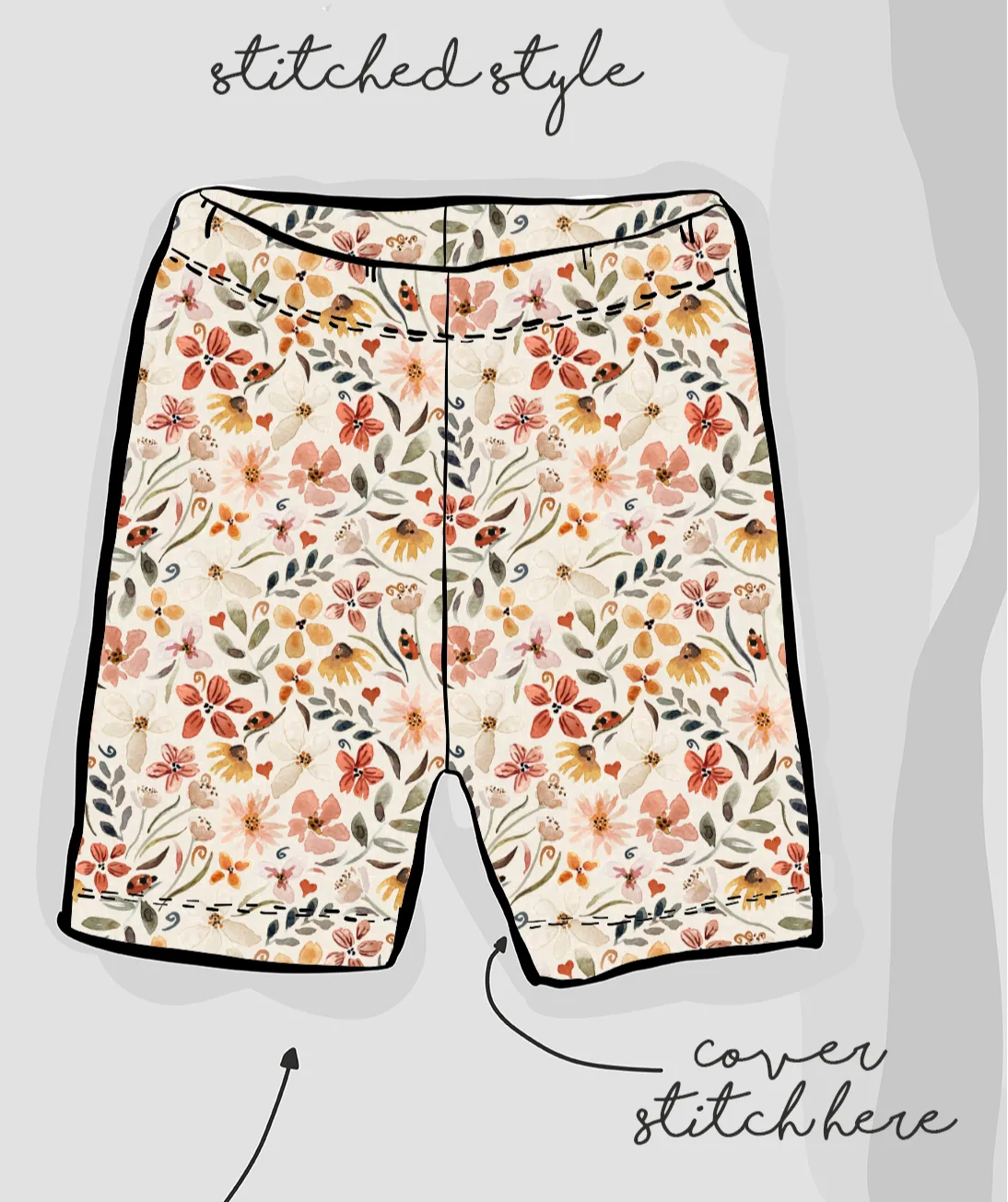 Ladybird Floral Stitched Shorts | Ready To Post