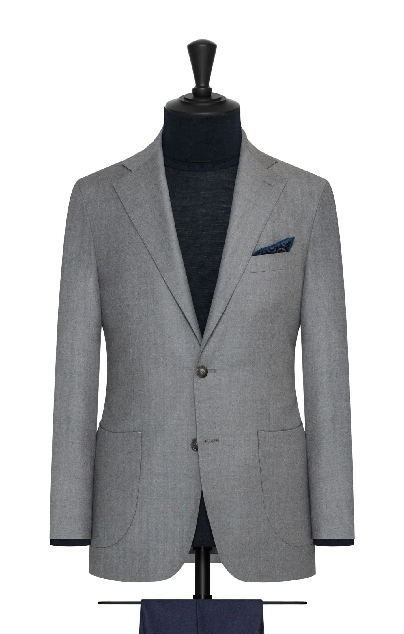 Lanificio Fratelli Piacenza Stone Grey Faux Uni S140 Merino Wool with Subtle Herringbone