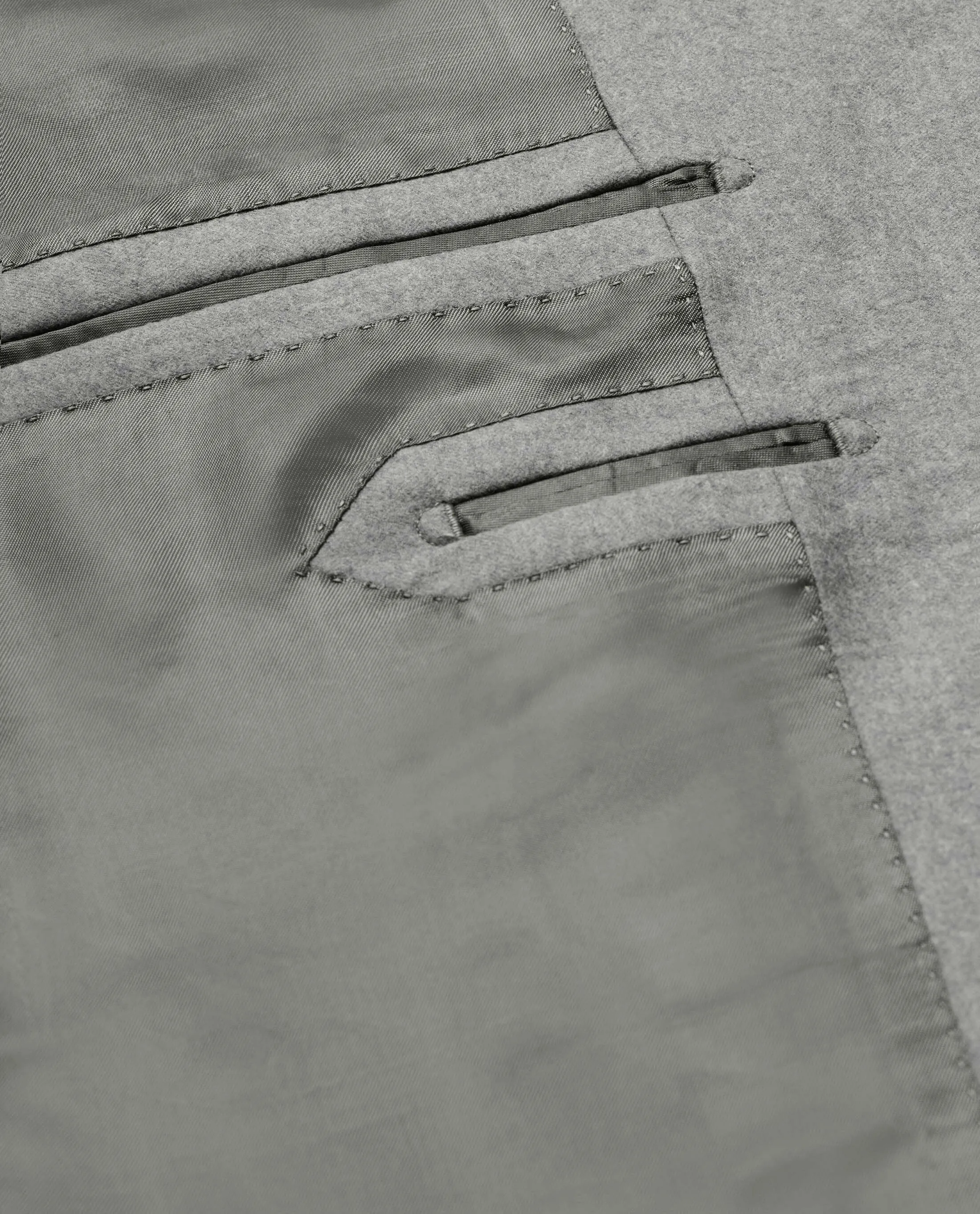Lanificio Fratelli Piacenza Stone Grey Faux Uni S140 Merino Wool with Subtle Herringbone