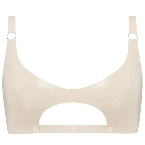 Latex Cut Out Bralette - White -