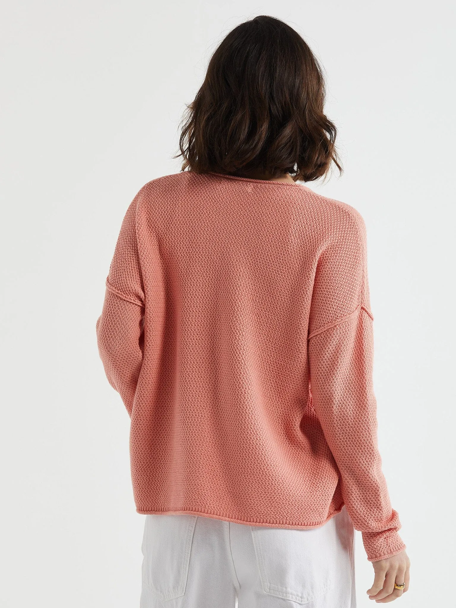 LD & Co Birdseye V Jumper - Peach