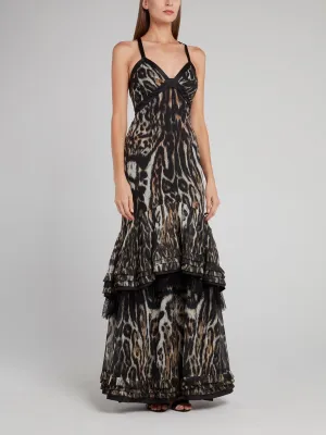 Leopard Print Tiered Maxi Dress