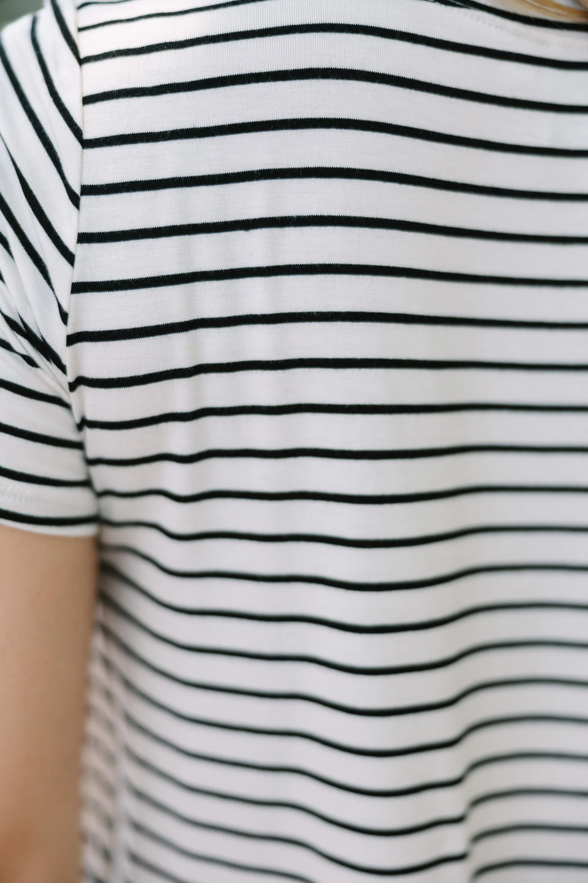 Let's Meet Later White Striped Top