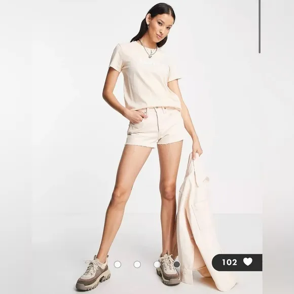 Levi’s Fresh High Waisted Denim Cutoff Shorts In Peach