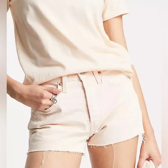 Levi’s Fresh High Waisted Denim Cutoff Shorts In Peach
